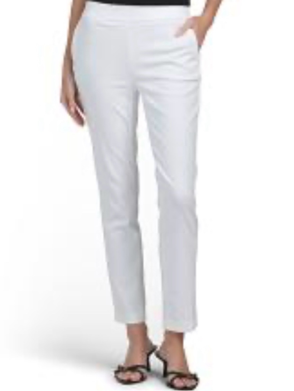 Ellen Tracy White Slim Fit Ankle Pants